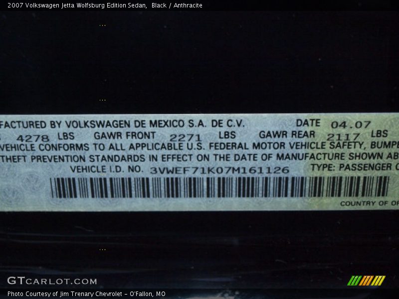 Black / Anthracite 2007 Volkswagen Jetta Wolfsburg Edition Sedan