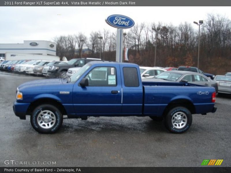 Vista Blue Metallic / Medium Dark Flint 2011 Ford Ranger XLT SuperCab 4x4