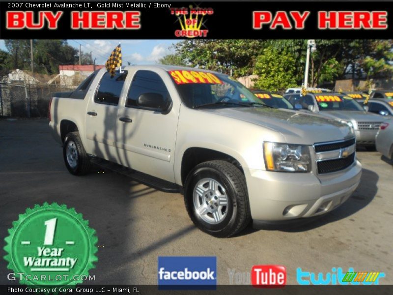 Gold Mist Metallic / Ebony 2007 Chevrolet Avalanche LT