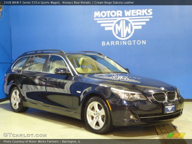 Monaco Blue Metallic / Cream Beige Dakota Leather 2008 BMW 5 Series 535xi Sports Wagon