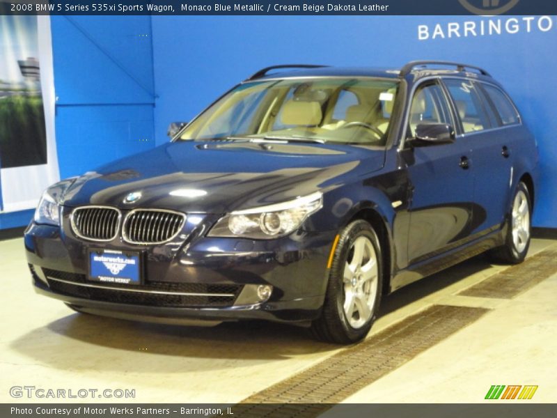 Monaco Blue Metallic / Cream Beige Dakota Leather 2008 BMW 5 Series 535xi Sports Wagon
