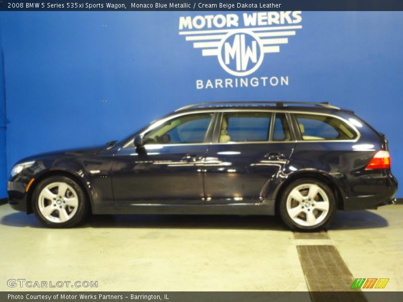 Monaco Blue Metallic / Cream Beige Dakota Leather 2008 BMW 5 Series 535xi Sports Wagon