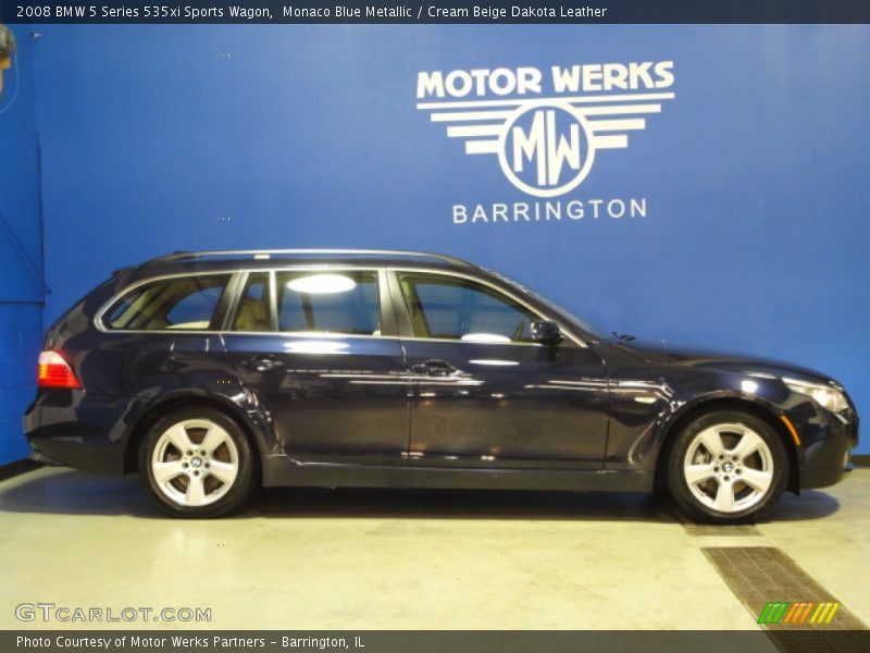 Monaco Blue Metallic / Cream Beige Dakota Leather 2008 BMW 5 Series 535xi Sports Wagon