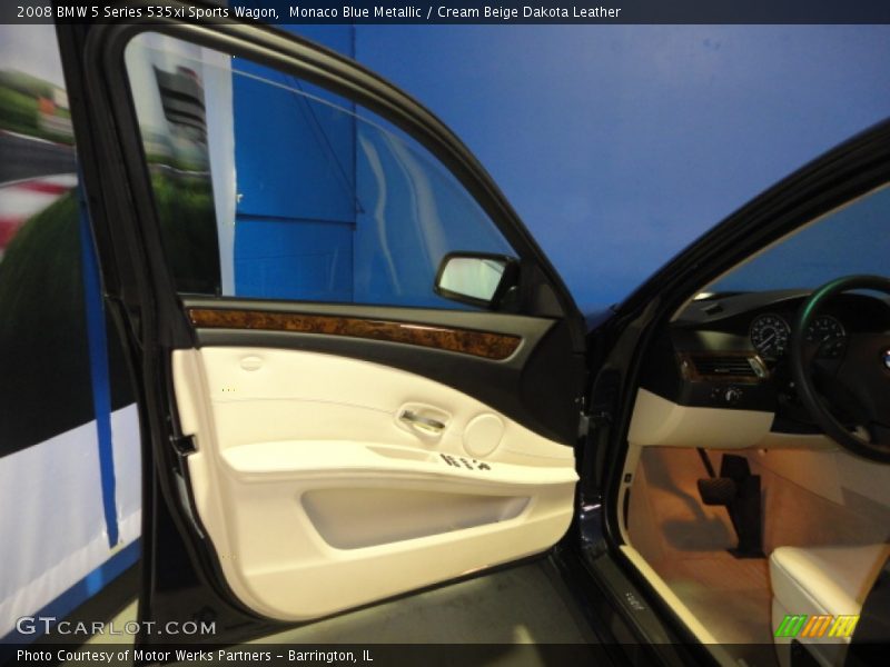 Monaco Blue Metallic / Cream Beige Dakota Leather 2008 BMW 5 Series 535xi Sports Wagon