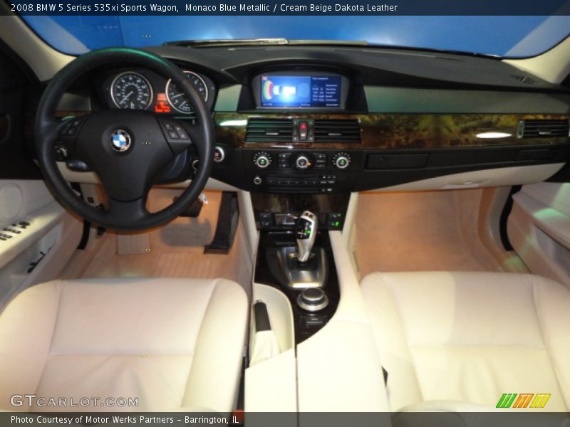 Monaco Blue Metallic / Cream Beige Dakota Leather 2008 BMW 5 Series 535xi Sports Wagon