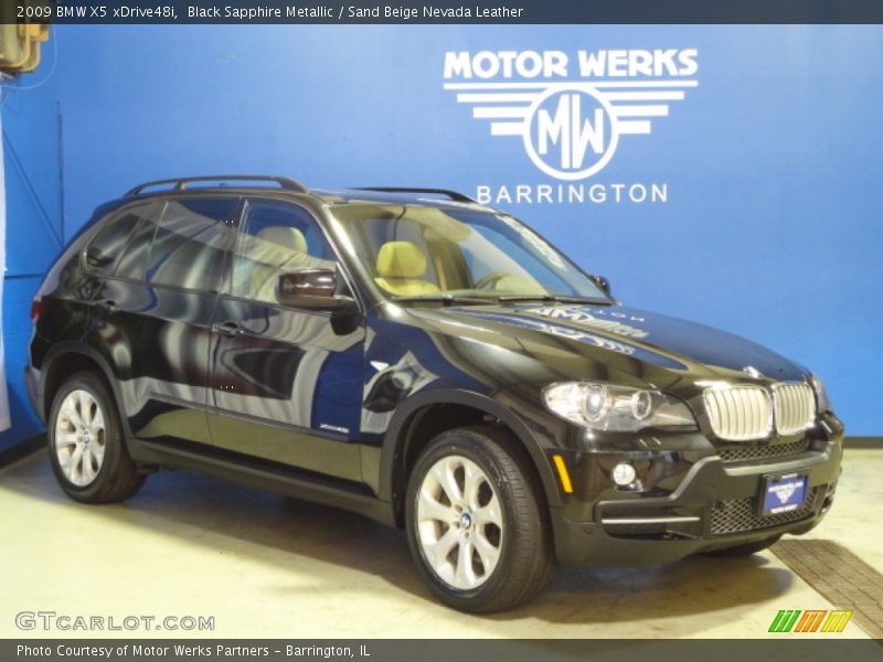 Black Sapphire Metallic / Sand Beige Nevada Leather 2009 BMW X5 xDrive48i