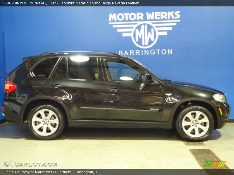 Black Sapphire Metallic / Sand Beige Nevada Leather 2009 BMW X5 xDrive48i