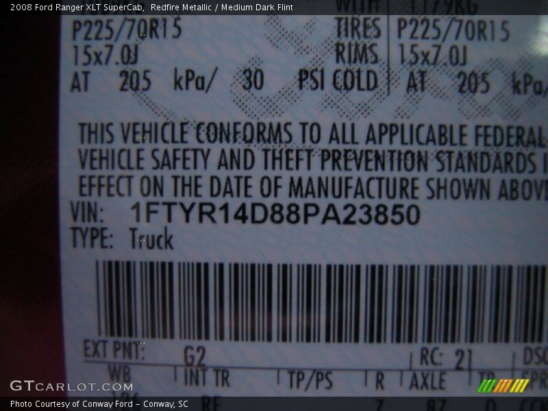 Redfire Metallic / Medium Dark Flint 2008 Ford Ranger XLT SuperCab
