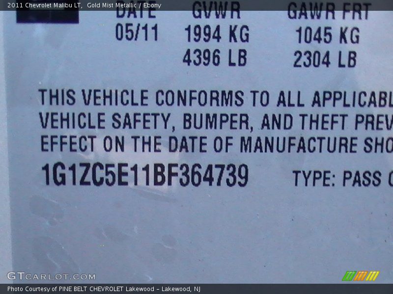 Gold Mist Metallic / Ebony 2011 Chevrolet Malibu LT