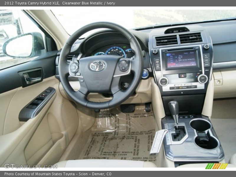 Clearwater Blue Metallic / Ivory 2012 Toyota Camry Hybrid XLE
