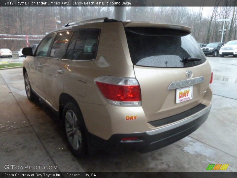 Sandy Beach Metallic / Sand Beige 2012 Toyota Highlander Limited 4WD