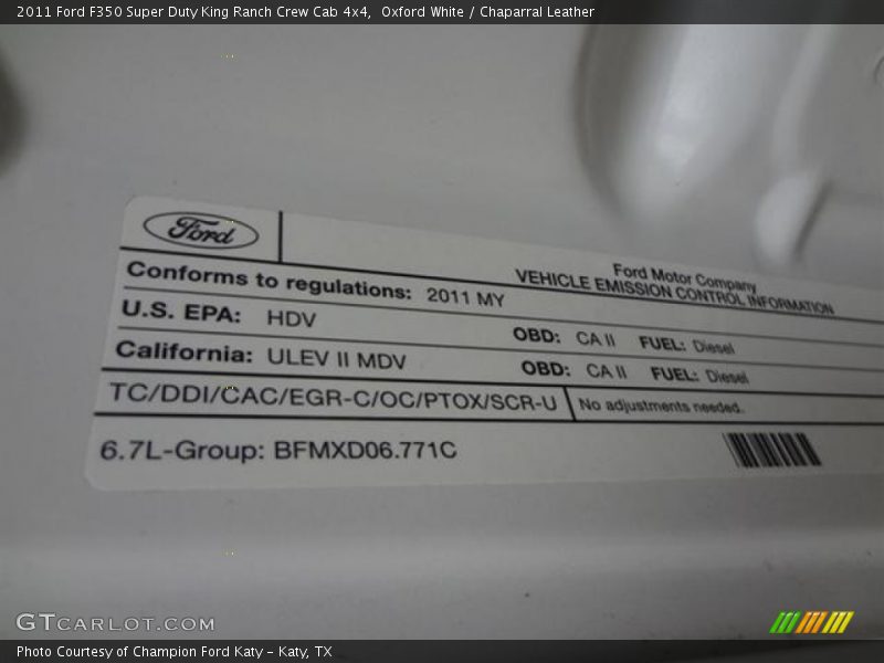 Oxford White / Chaparral Leather 2011 Ford F350 Super Duty King Ranch Crew Cab 4x4