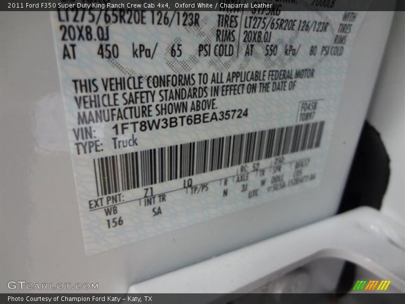 Oxford White / Chaparral Leather 2011 Ford F350 Super Duty King Ranch Crew Cab 4x4