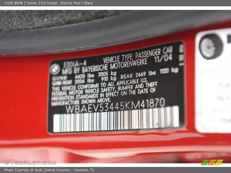 Electric Red / Black 2005 BMW 3 Series 330i Sedan