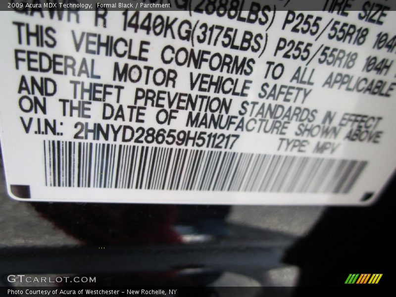 Formal Black / Parchment 2009 Acura MDX Technology