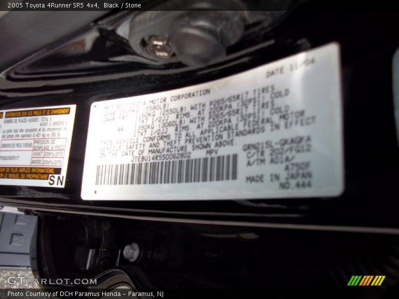 Black / Stone 2005 Toyota 4Runner SR5 4x4