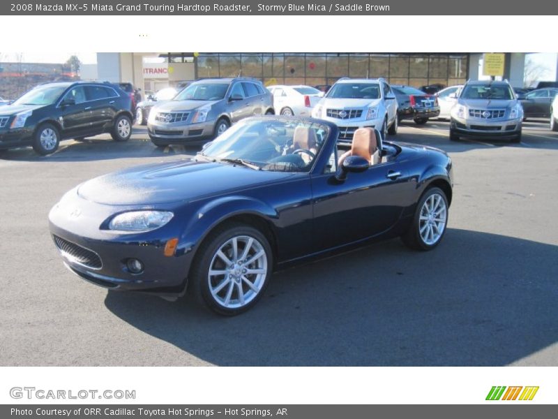 Stormy Blue Mica / Saddle Brown 2008 Mazda MX-5 Miata Grand Touring Hardtop Roadster