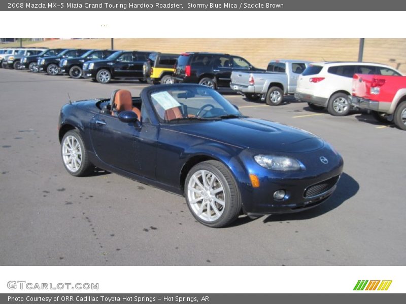 Stormy Blue Mica / Saddle Brown 2008 Mazda MX-5 Miata Grand Touring Hardtop Roadster