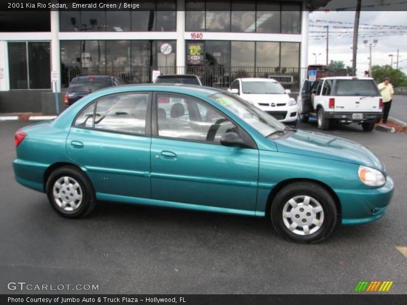 Emerald Green / Beige 2001 Kia Rio Sedan