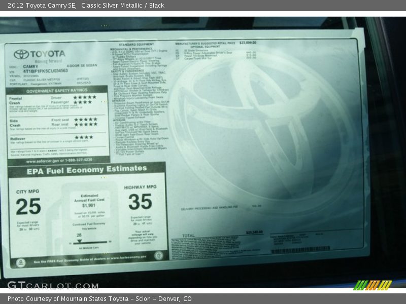 Classic Silver Metallic / Black 2012 Toyota Camry SE