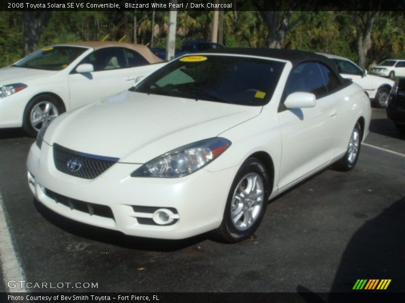 Blizzard White Pearl / Dark Charcoal 2008 Toyota Solara SE V6 Convertible