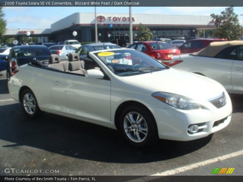 Blizzard White Pearl / Dark Charcoal 2008 Toyota Solara SE V6 Convertible