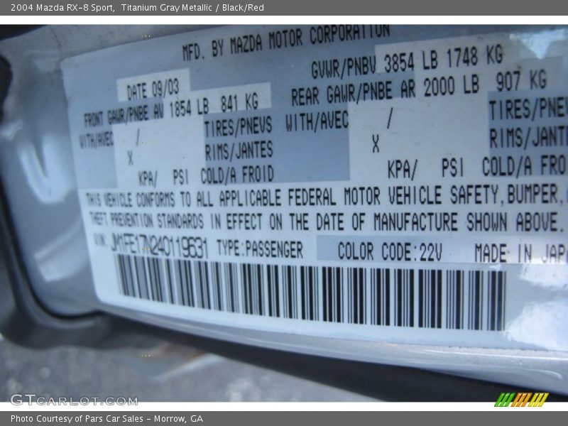 Titanium Gray Metallic / Black/Red 2004 Mazda RX-8 Sport