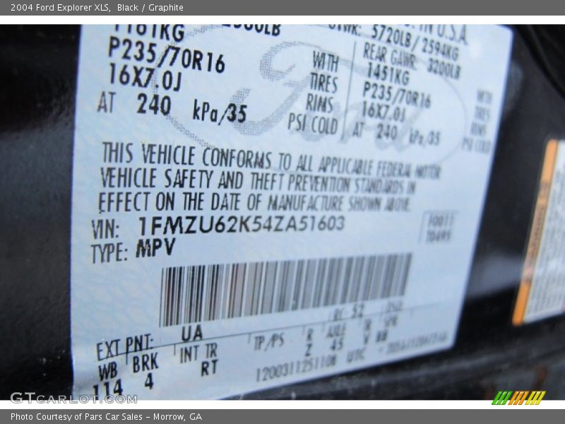 Black / Graphite 2004 Ford Explorer XLS