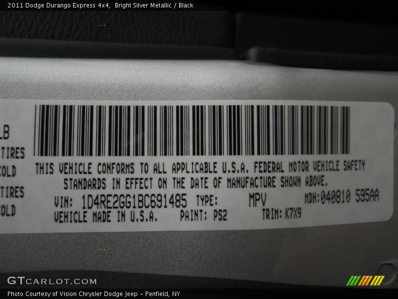 Bright Silver Metallic / Black 2011 Dodge Durango Express 4x4