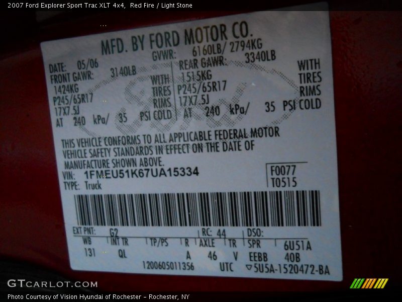 Red Fire / Light Stone 2007 Ford Explorer Sport Trac XLT 4x4