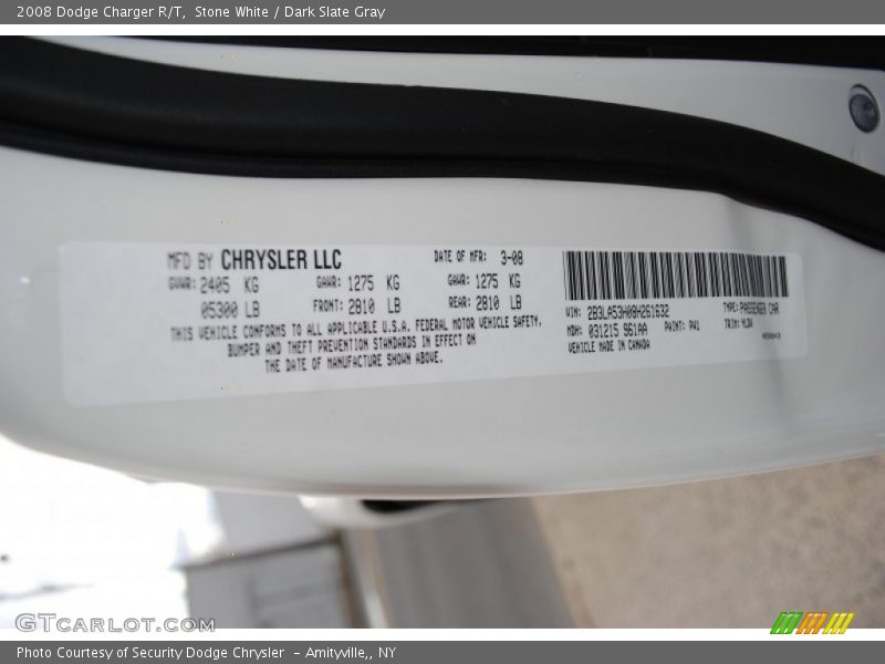Stone White / Dark Slate Gray 2008 Dodge Charger R/T