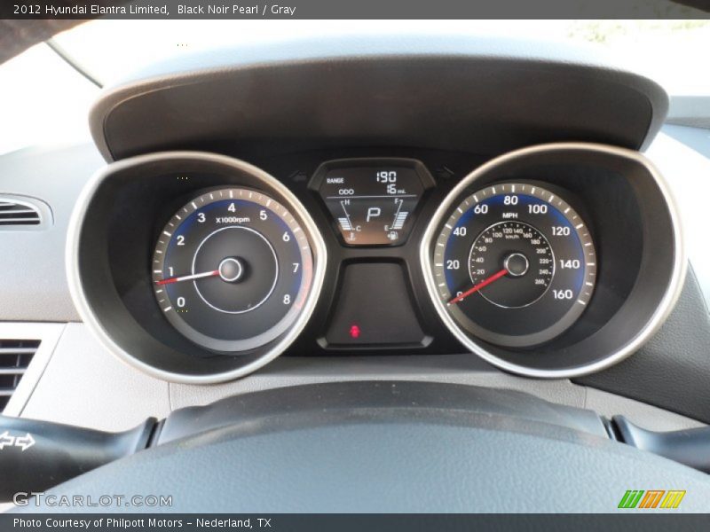 Black Noir Pearl / Gray 2012 Hyundai Elantra Limited