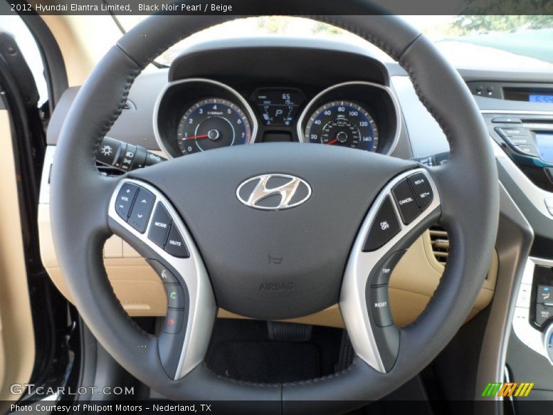 Black Noir Pearl / Beige 2012 Hyundai Elantra Limited