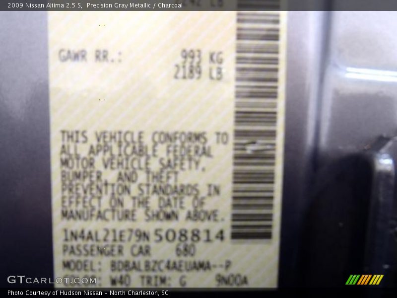 Precision Gray Metallic / Charcoal 2009 Nissan Altima 2.5 S