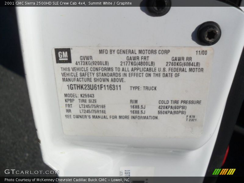 Summit White / Graphite 2001 GMC Sierra 2500HD SLE Crew Cab 4x4