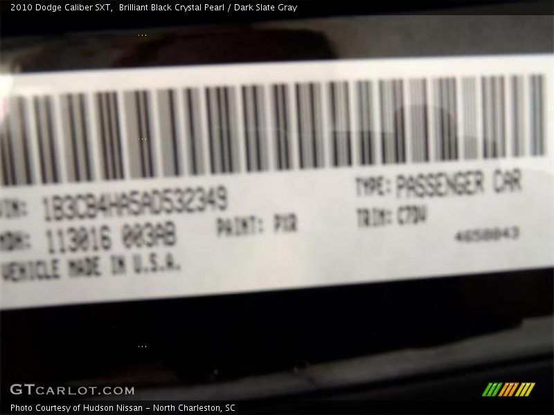 Brilliant Black Crystal Pearl / Dark Slate Gray 2010 Dodge Caliber SXT