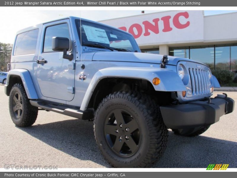 Winter Chill Pearl / Black with Polar White Accents/Orange Stitching 2012 Jeep Wrangler Sahara Arctic Edition 4x4