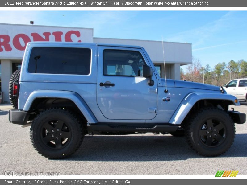 Winter Chill Pearl / Black with Polar White Accents/Orange Stitching 2012 Jeep Wrangler Sahara Arctic Edition 4x4