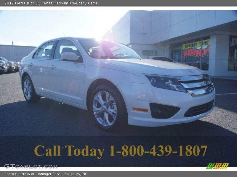 White Platinum Tri-Coat / Camel 2012 Ford Fusion SE