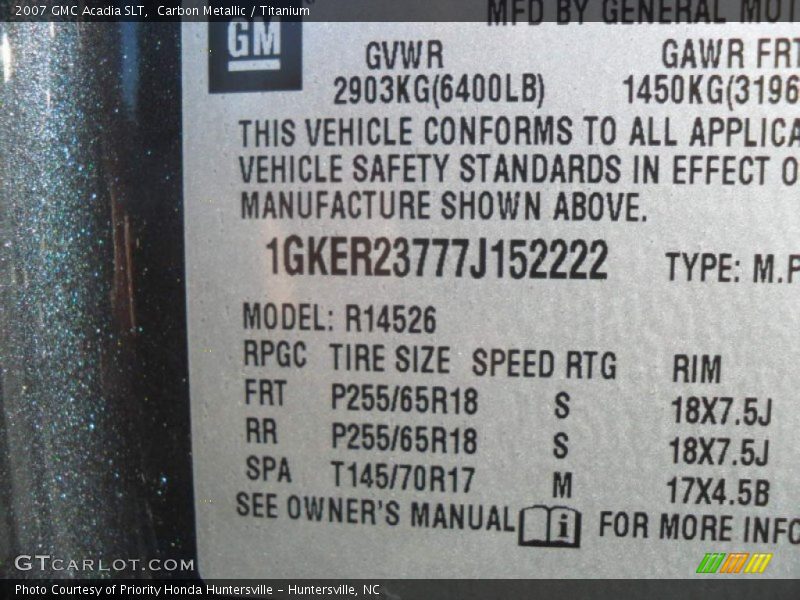 Carbon Metallic / Titanium 2007 GMC Acadia SLT