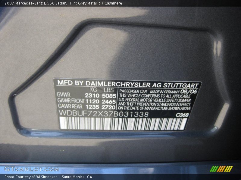Flint Grey Metallic / Cashmere 2007 Mercedes-Benz E 550 Sedan