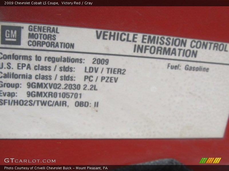 Victory Red / Gray 2009 Chevrolet Cobalt LS Coupe