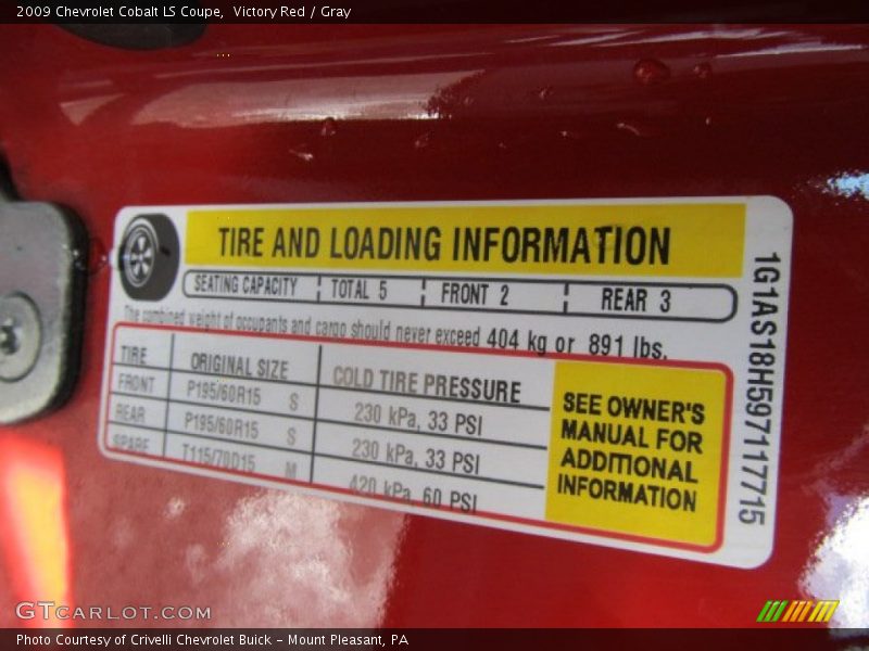 Victory Red / Gray 2009 Chevrolet Cobalt LS Coupe