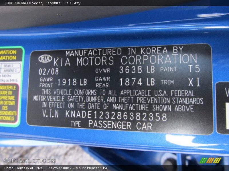 Sapphire Blue / Gray 2008 Kia Rio LX Sedan