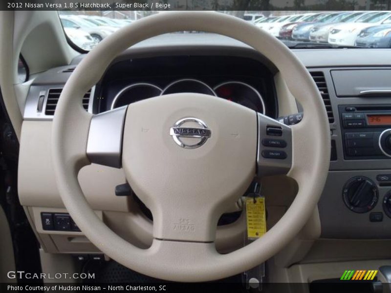 Super Black / Beige 2012 Nissan Versa 1.8 S Hatchback