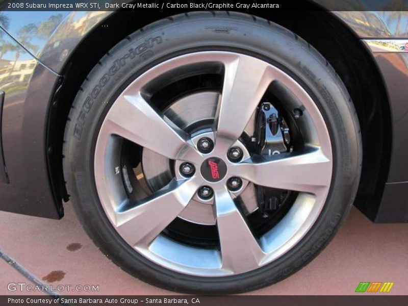 Dark Gray Metallic / Carbon Black/Graphite Gray Alcantara 2008 Subaru Impreza WRX STi