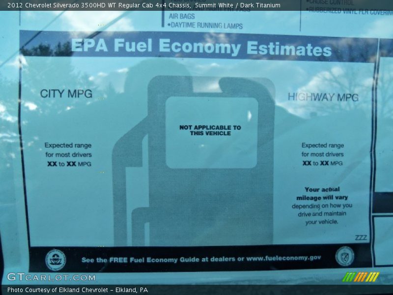  2012 Silverado 3500HD WT Regular Cab 4x4 Chassis Window Sticker