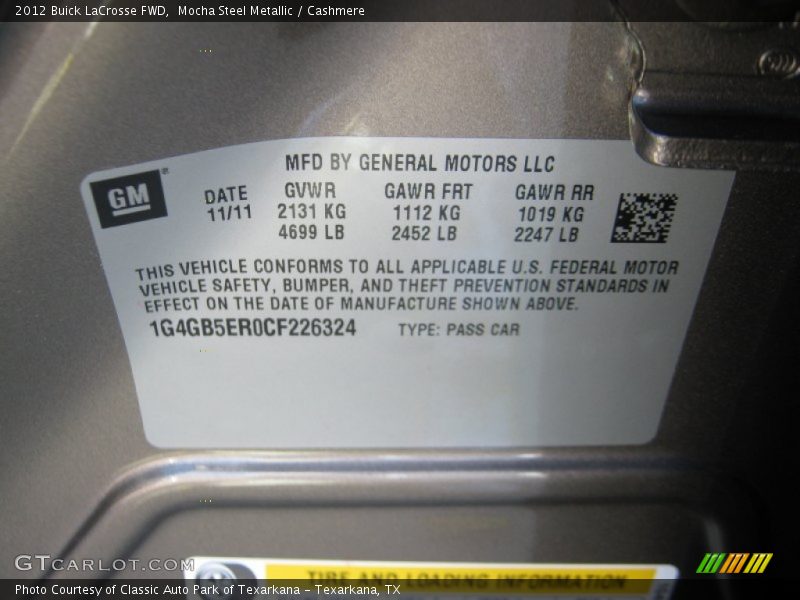 Mocha Steel Metallic / Cashmere 2012 Buick LaCrosse FWD