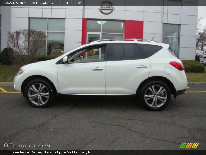 Glacier Pearl / Beige 2009 Nissan Murano LE AWD