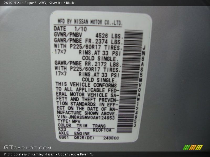 Silver Ice / Black 2010 Nissan Rogue SL AWD